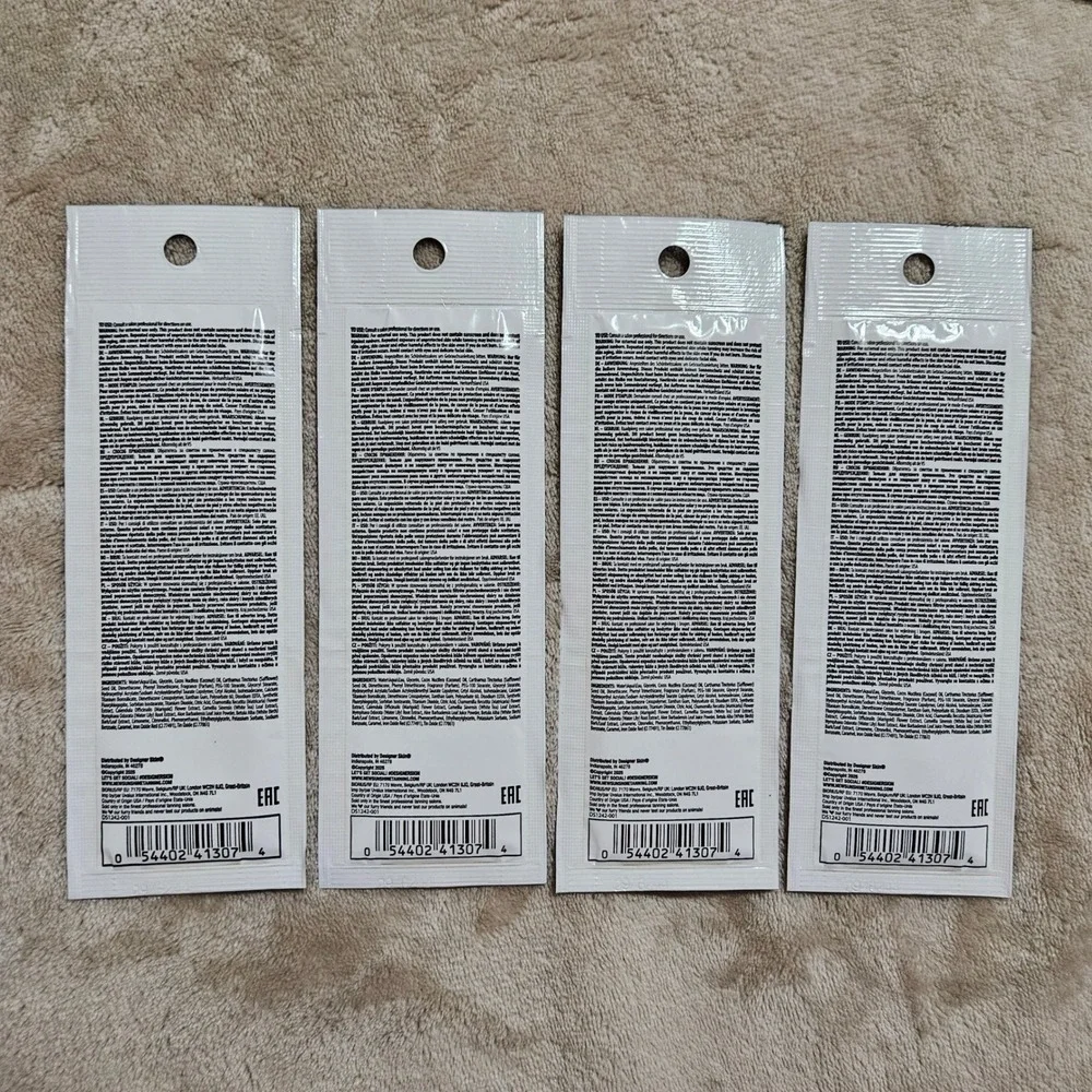 4pk Designer Skin Breathless Shimmer Natural Bronzer Tanning Lotion Packet 0.5oz